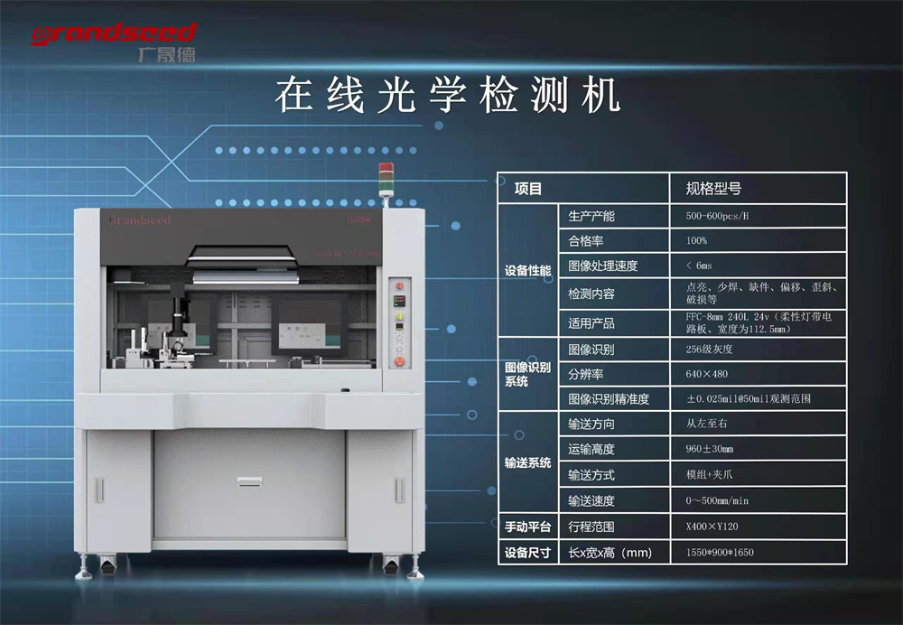 CSP柔性灯带在线光学检测机技术参数